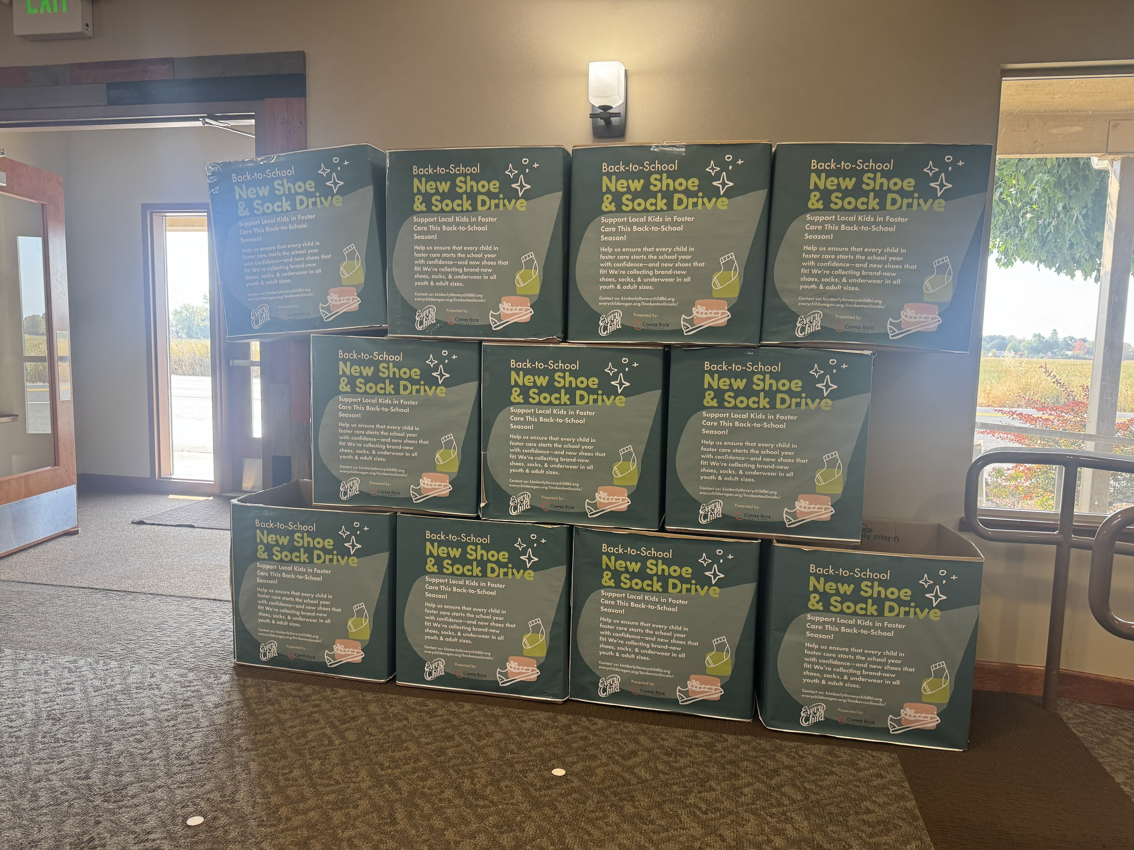 Back-to-School New Shoe and Sock Drive collection boxes
